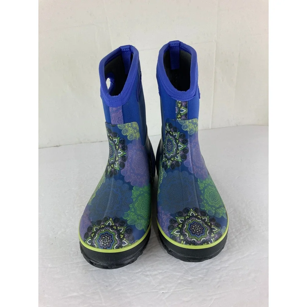Bogs Classic Mid Mandala Rain Boots Womens 8 Blue Multi  Waterproof